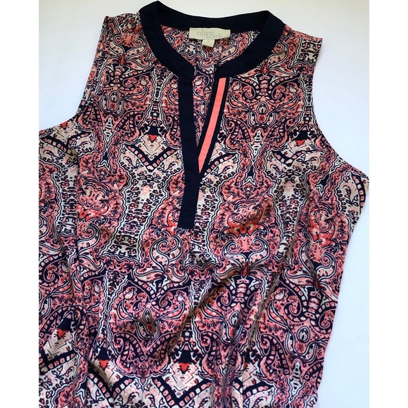 Olive & Oak paisley print sheer sleeveless blouse top - Picture 2 of 6